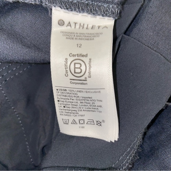 EUC Sz 12 Athleta Voyager Linen Granite Blue Cropped Pants - Picture 13 of 13